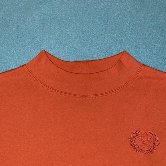 BLAIR mock turtleneck long sleeve fall orange embroidered crest cotton size M - Picture 3 of 10